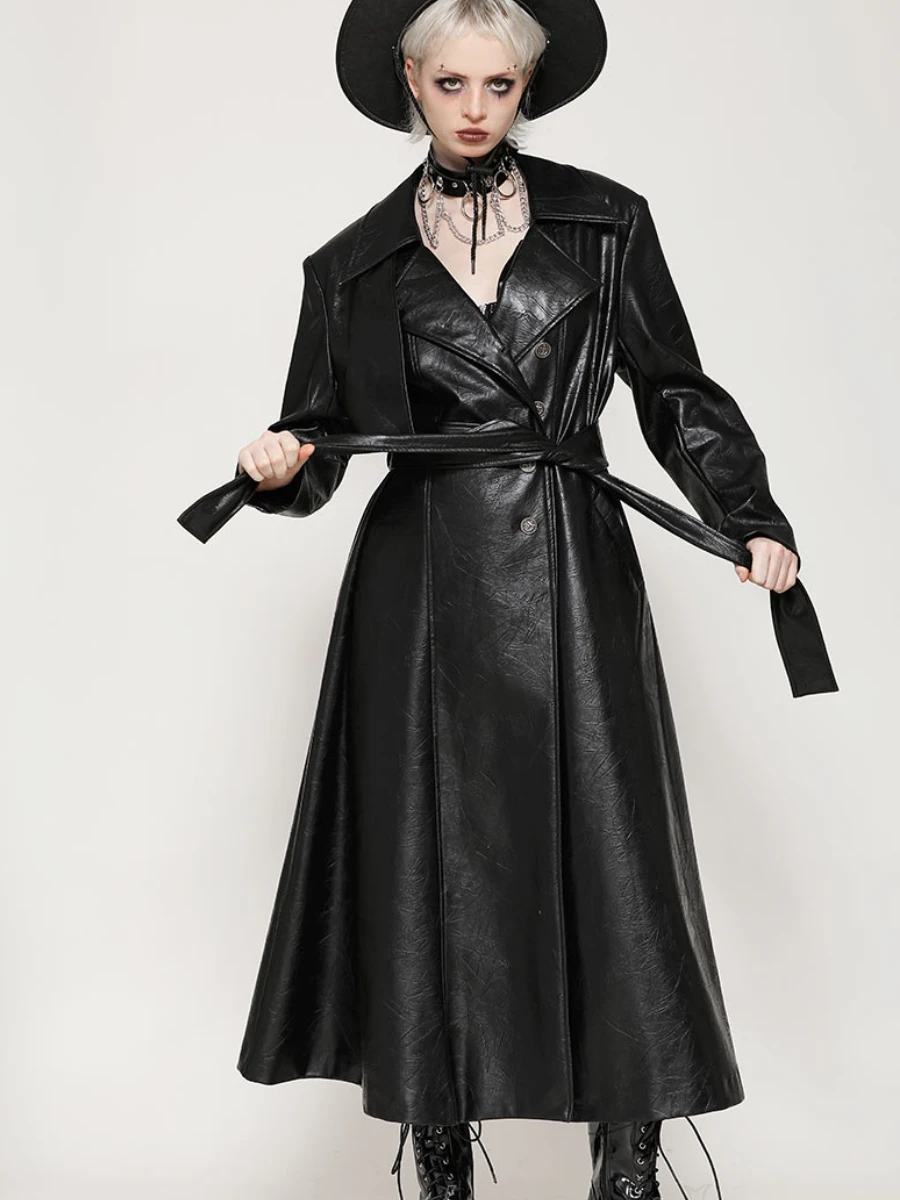 Chaqueta larga faux leather
