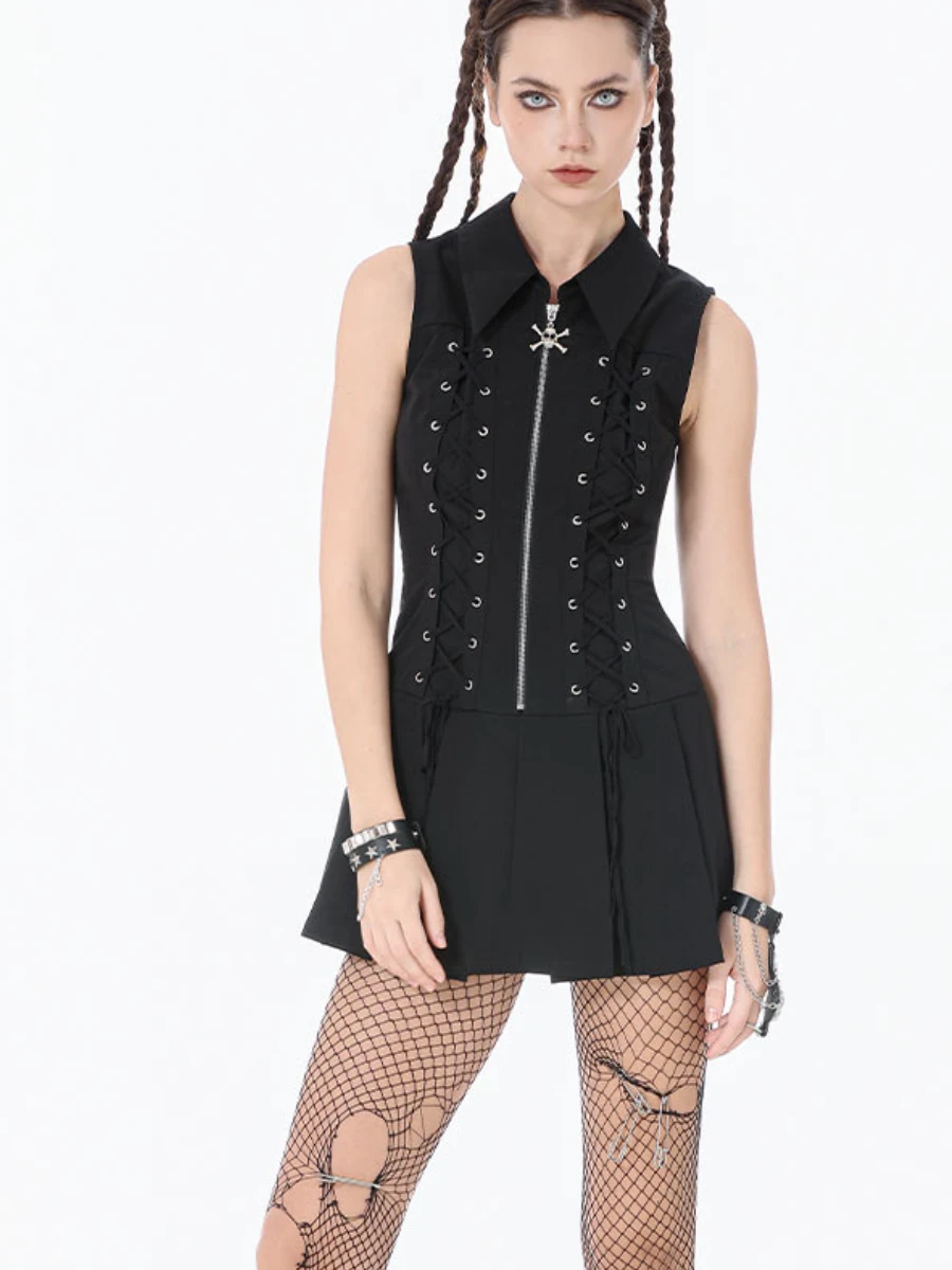 Vestido mini con lazos y detalle calavera
