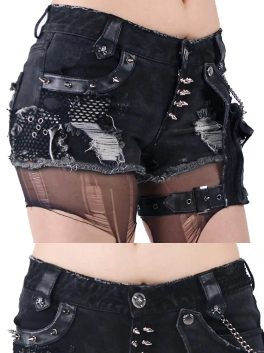Mini shorts con bolsillo visual kei