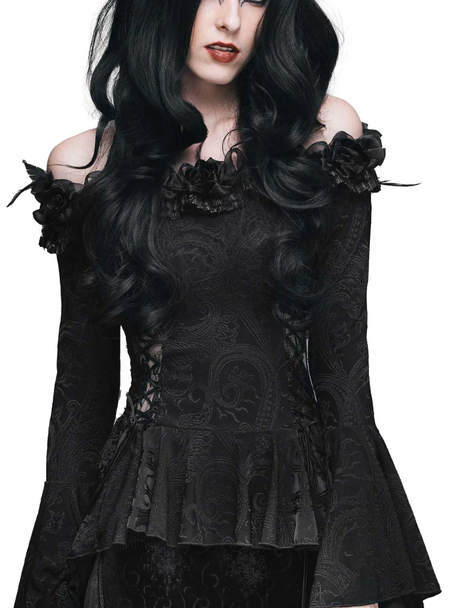 Top goth lazos y rosas