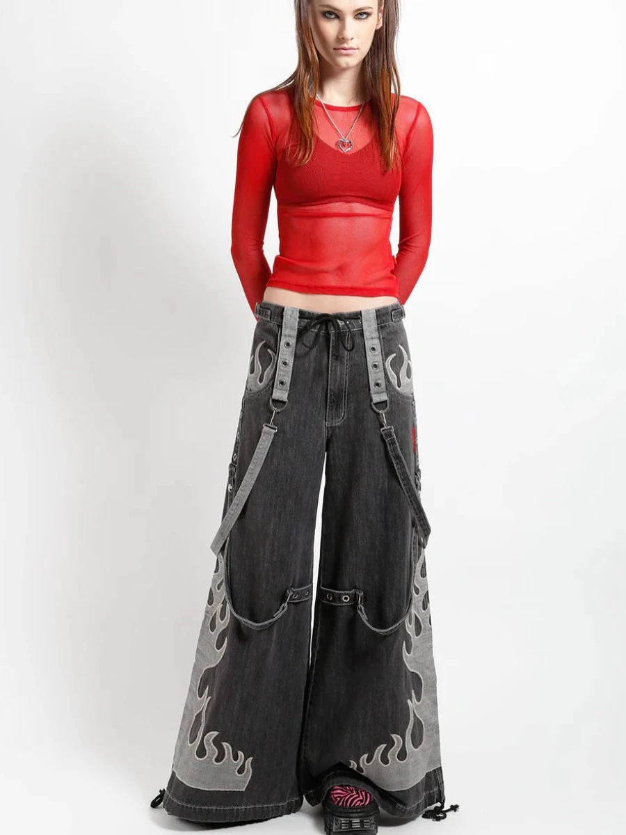 Pantalones trippnyc grises vaquero baggy fuego