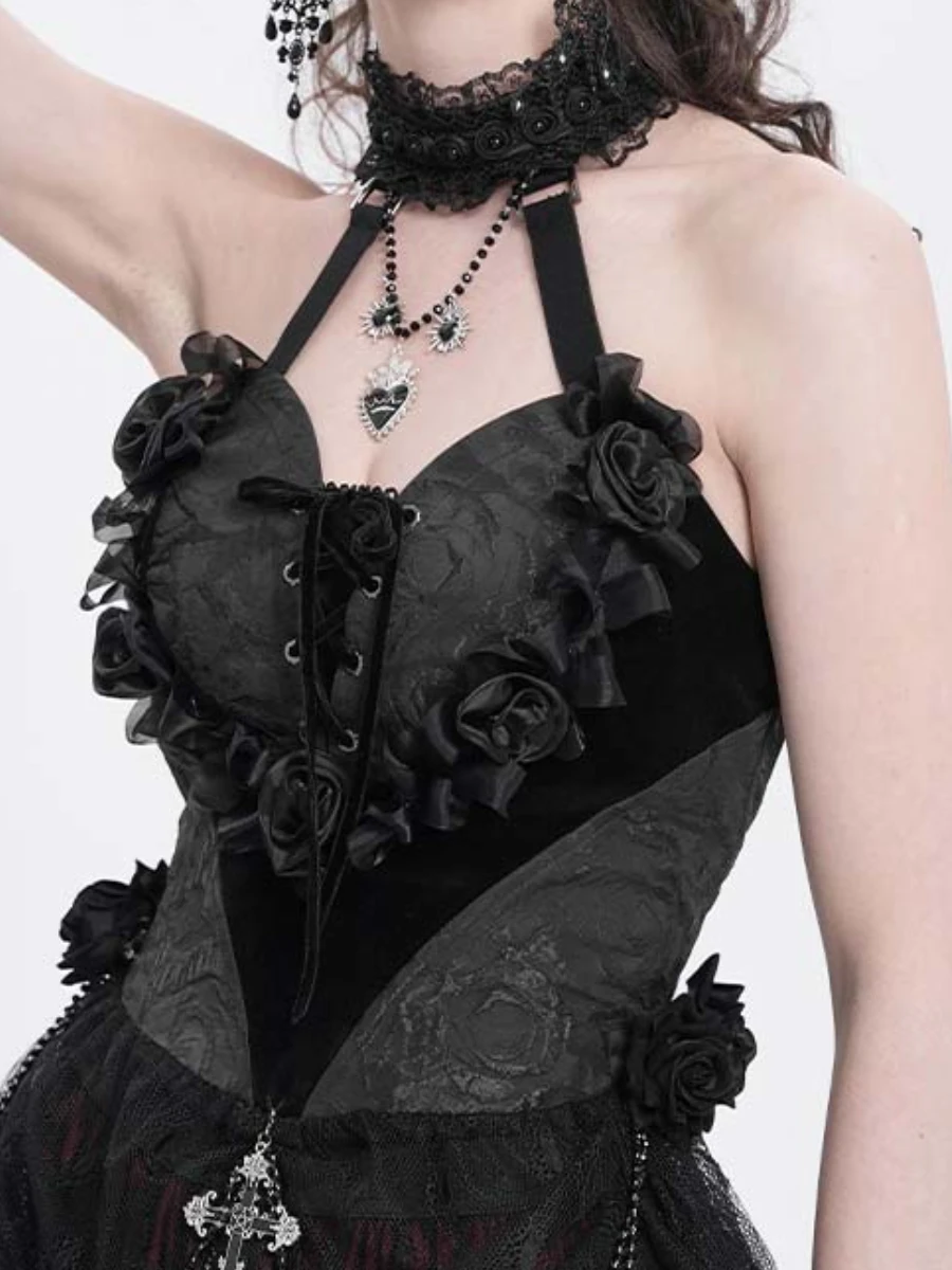 Top Corsé negro roses